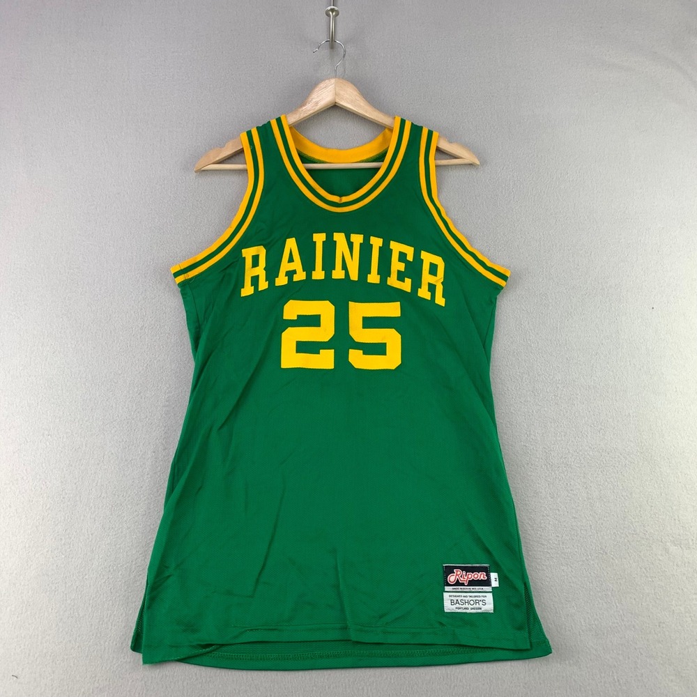 Vintage Rainier Basketball Jersey Mens Medium Green Mesh 90s USA Made No.25